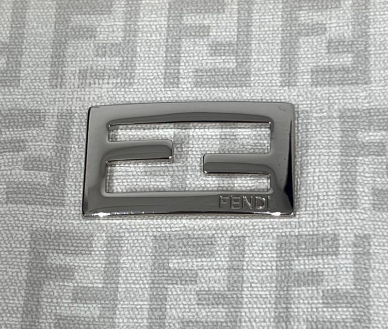 Fendi Bag Tote Handbag Zucchino Pattern White Gray 73ga948