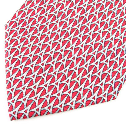 Hermes 5265 SA 100% Silk Geometric Pattern All-over Design Cravat Tie Red With