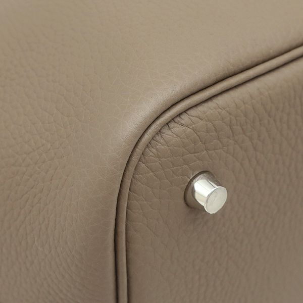 Hermes Handbag Picotin Lock MM Taurillon Clemence Etoupe Silver Hardware Never