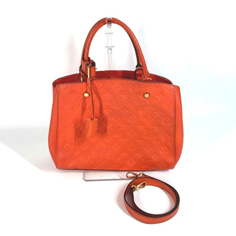 Louis Vuitton Handbag Montaigne BB M50093 Monogram Empreinte Leather Apricot