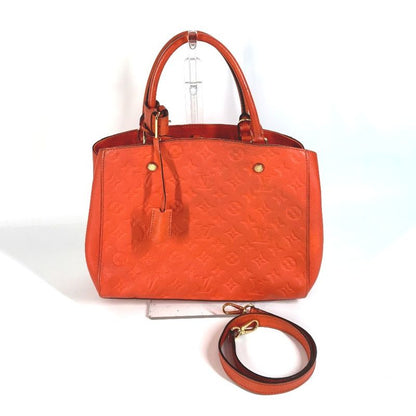 Louis Vuitton Handbag Montaigne BB M50093 Monogram Empreinte Leather Apricot