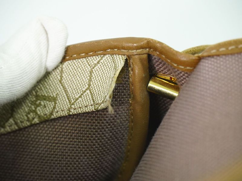 Authentic Christian DIOR Honeycomb Pattern Shoulder Bag Pochette PVC Beige Bag