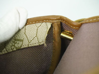 Authentic Christian DIOR Honeycomb Pattern Shoulder Bag Pochette PVC Beige Bag