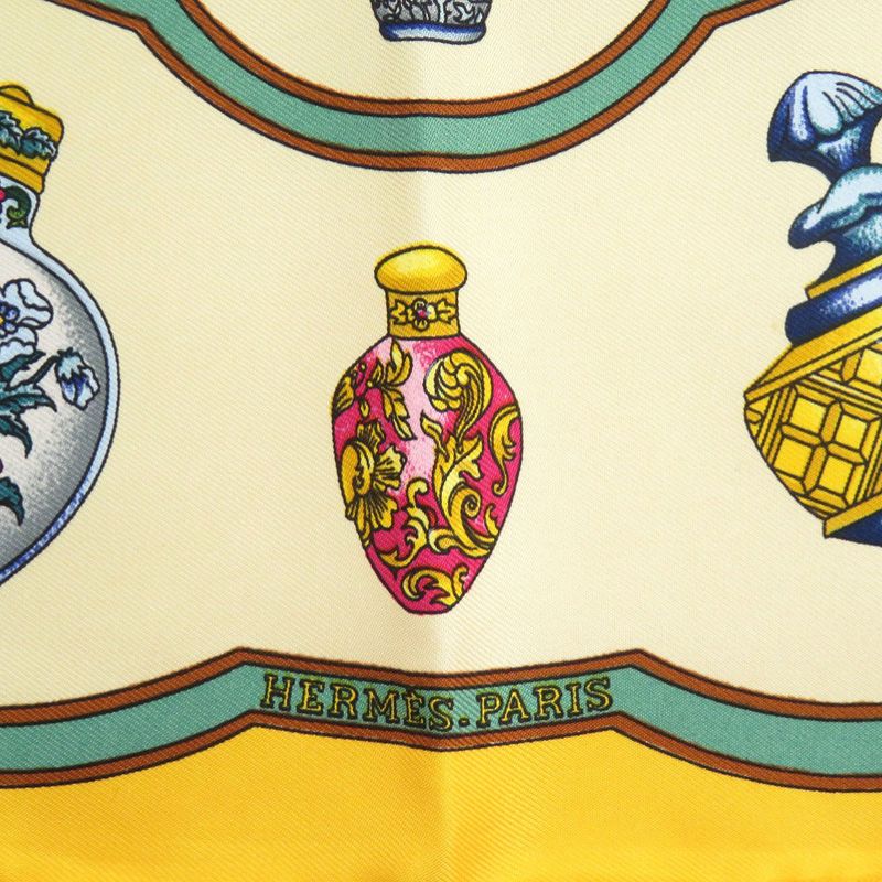 Hermes Carré 45 Petit Carré Qu Importe Le Flacon Perfume Bottle Silk Yellow