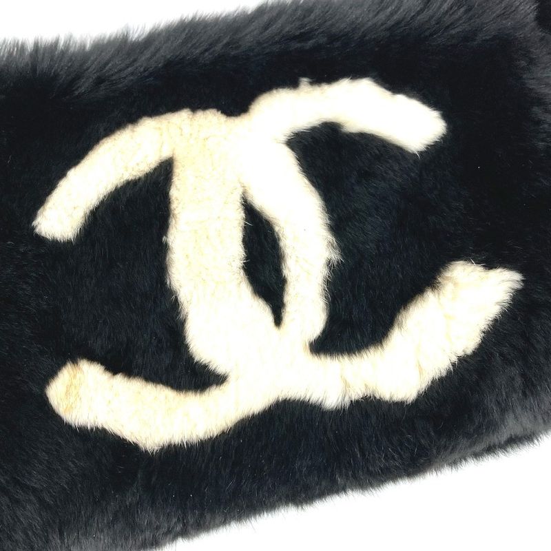 Chanel Scarf CC Logo Coco Mark Tippet Black