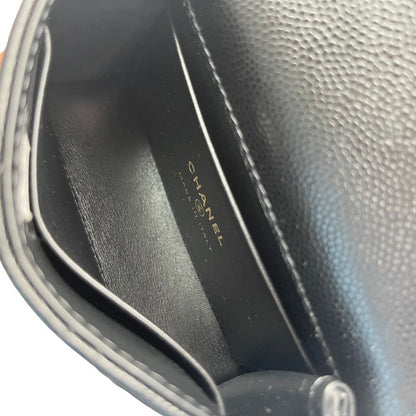 Chanel Shoulder Bag Leather Coco Handle Micro Caviar Skin Gold Hardware Black