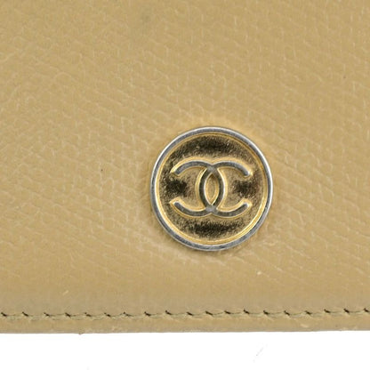 Chanel Wallet Coco Button Fold Wallet Leather Beige 60ka506