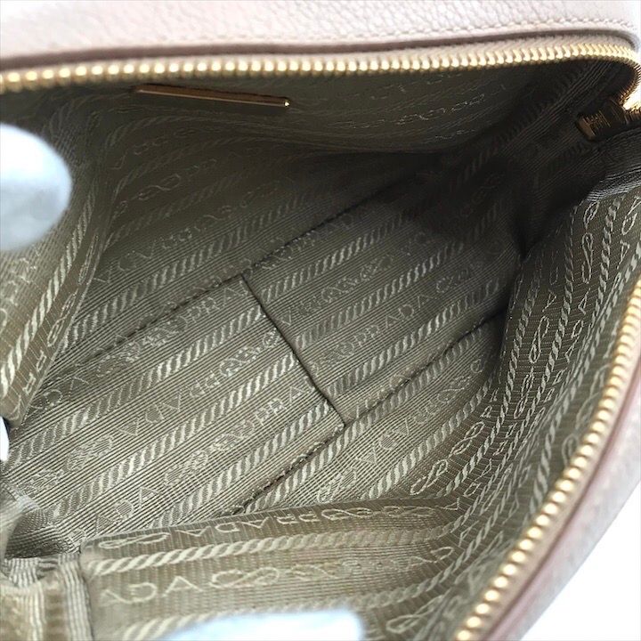 Prada Leather Pouch Gold Pink Beige Case