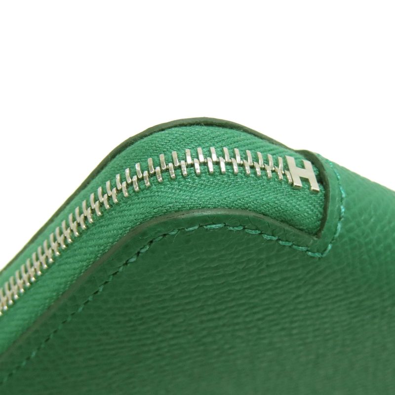 Hermes Azap Silk Inn Compact Silver Hardware Coin Case Epson Women