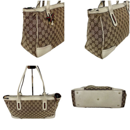 Gucci Tote Bag Sherry Line GG Canvas Brown White
