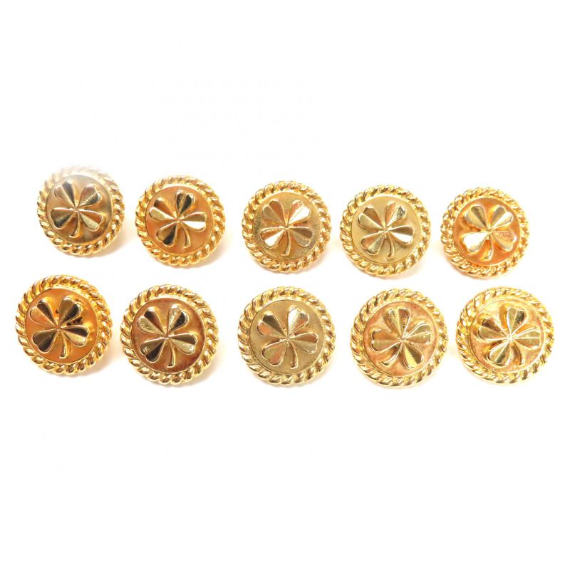 CHANEL Vintage Back Logo Clover Buttons Set Of 10 Metal Buttons Button Set