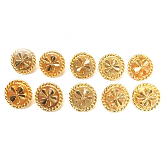 CHANEL Vintage Back Logo Clover Buttons Set Of 10 Metal Buttons Button Set