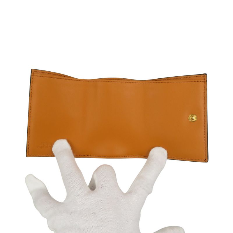 Fendi Fize 8m0395 Karung Leather Gold Hardware Yellow Trifold Wallet 1050 Fendi