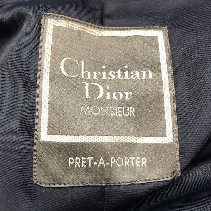 Dior Ready to Wear Cashmere Blend Wool Long Stainless Steel Coat Navy