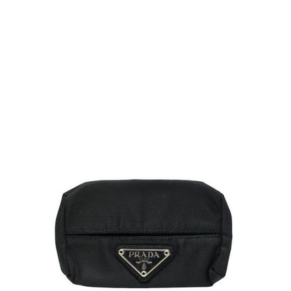 Prada Plat Triangle Logo Plate Tissue Case Pouch Black Nylon Women's Prada