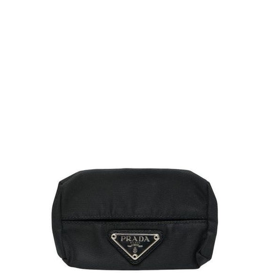 Prada Plat Triangle Logo Plate Tissue Case Pouch Black Nylon Women's Prada