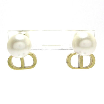 Dior/christian Dior Earrings Tribal Ball Ivory And Gold CD Motif