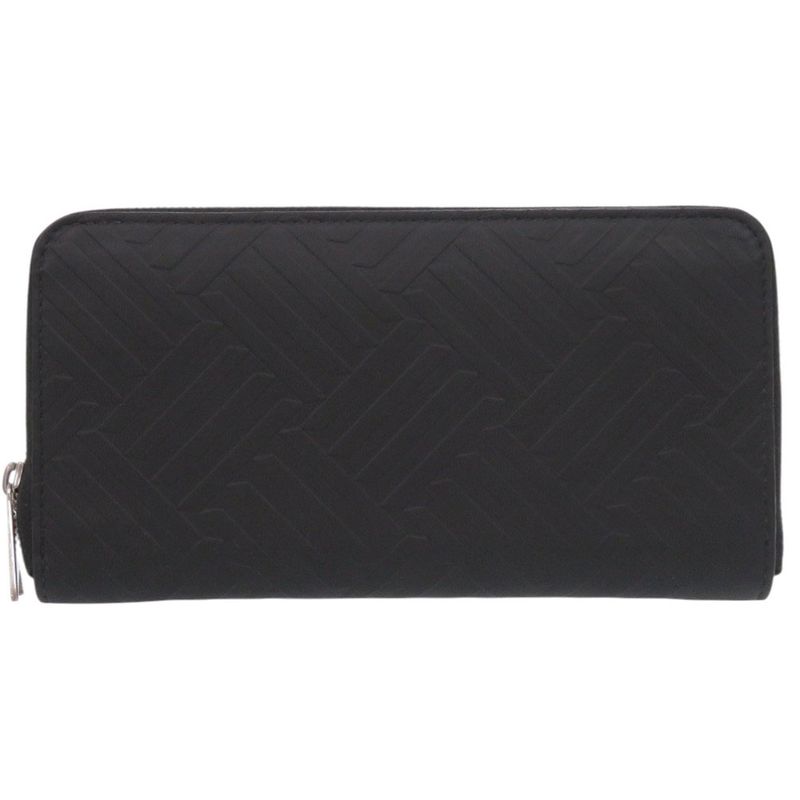 Bottega Veneta Round Zipper Debossed Intrecciato 593217 Rubber Black Long