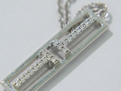 Authentic Tiffany & Co Tiffany & Co T Two Open Vertical Bar Au750 WG Necklace