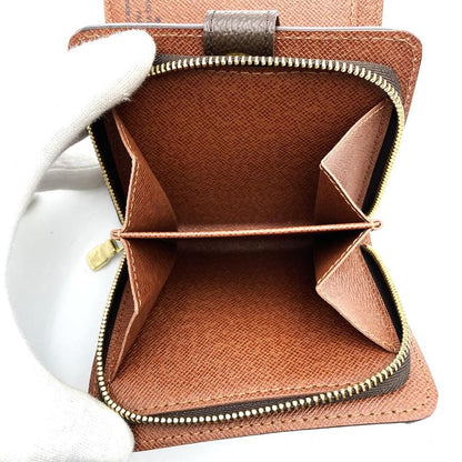 Louis Vuitton M61667 Compact Zip Wallet Brown Monogram Bifold Wallet Ladies Men