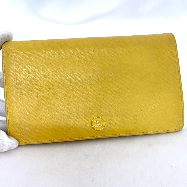 Chanel Bifold Long Wallet Ec21016 Yellow Coco Button