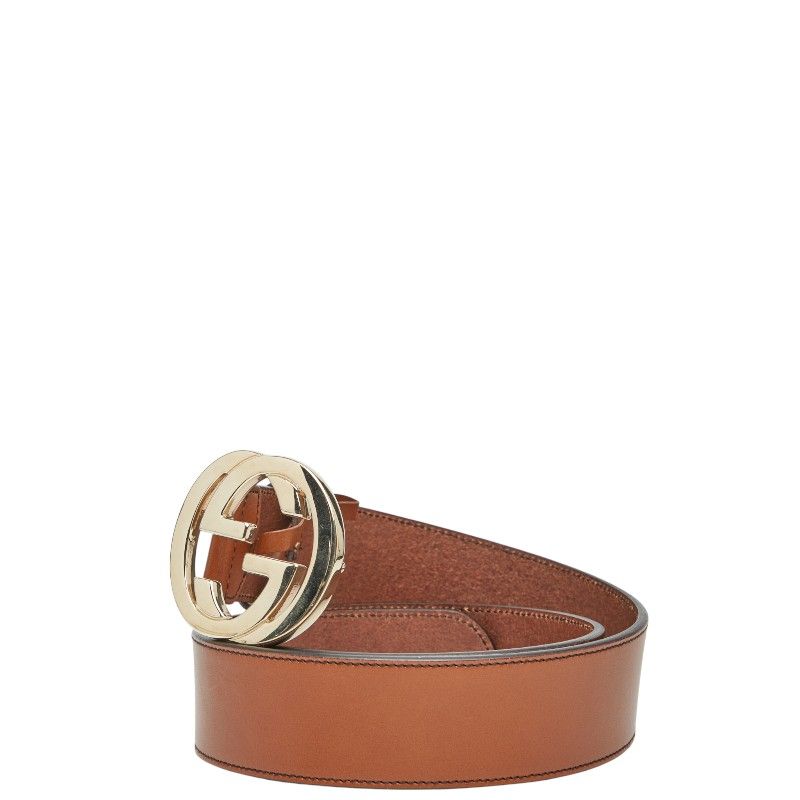Gucci Interlocking G Belt Size: 85 34 114876 Brown Leather Women's Gucci