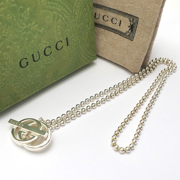 Gucci Interlocking G Necklace Silver Ag925 Ball Chain With Box Double G Gucci