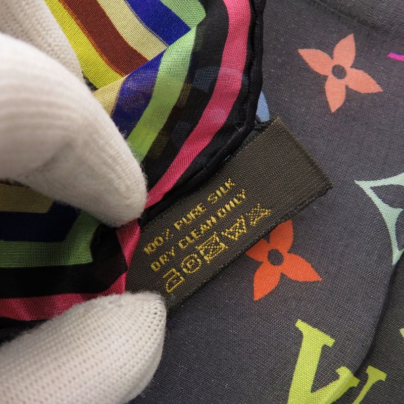 Louis Vuitton Monogram M71912 Silk Black Multicolor Mini Scarf LV 0018 Louis