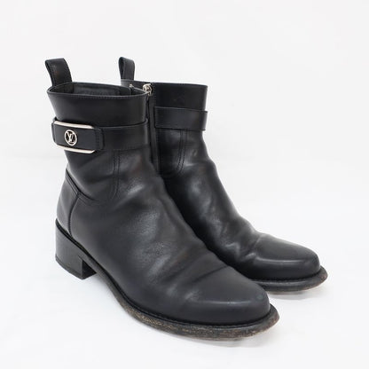Louis Vuitton Boots Waist Side Line Black Svhardware LV Short Leather