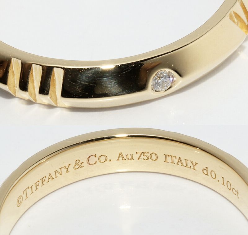 Tiffany & Co Ring 18K Yellow Gold Diamond 1P (010ct) Atlas X Closed Narrow Ring