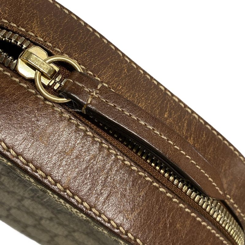 Gucci Shoulder Bag GG Plus GG Supreme 409535 Dark Brown And Beige Chain