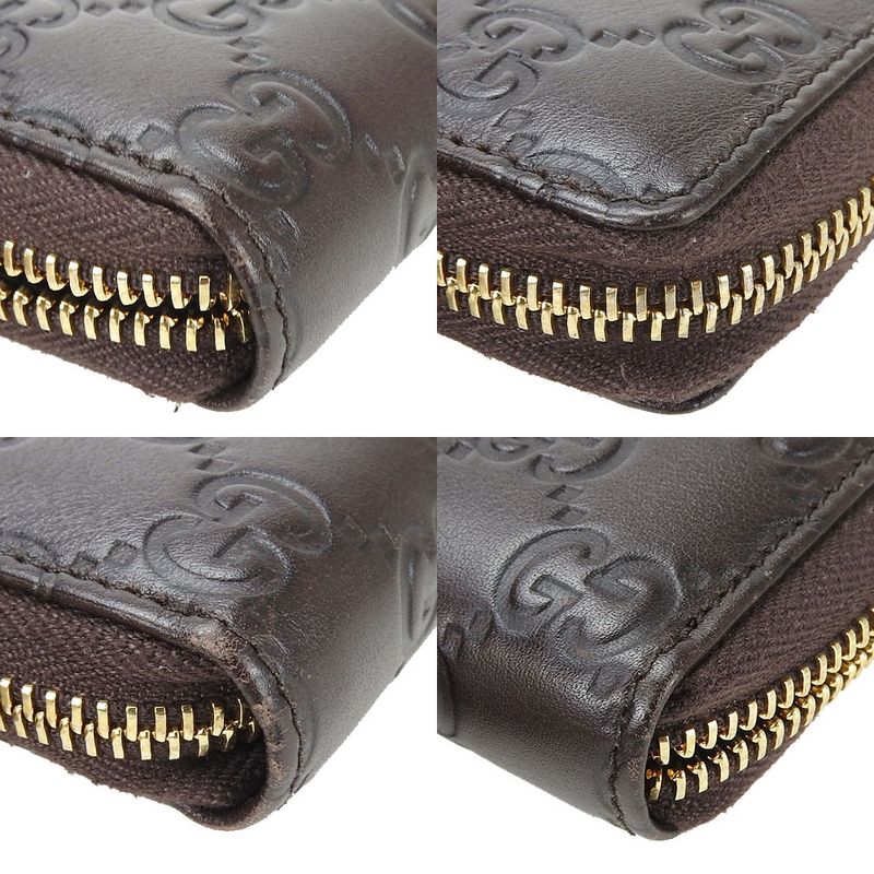 Gucci Long Wallet 307980 GG Leather Brown Dark Brown Gold Hardware Guccissima