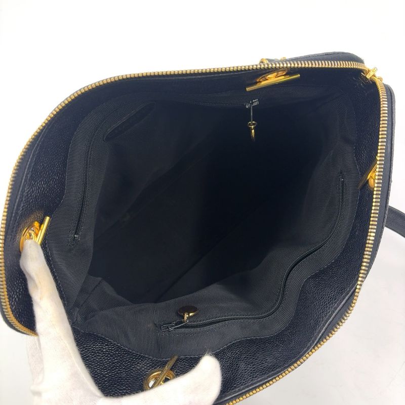 Chanel Triple Coco Mark Serial No 4 Series Chain Shoulder Bag Caviar Skin Black