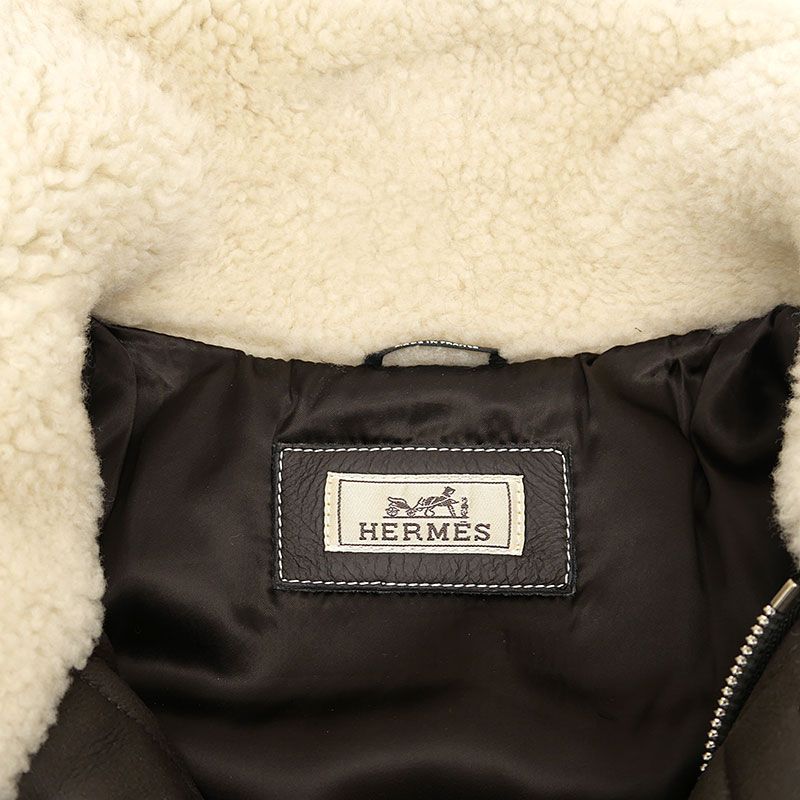 Hermes Mouton Jacket Size 46 Whiteish And Brown