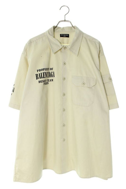 Balenciaga 22AW 704387 Tkp24 Logo Print Property Pocket Short Sleeve Shirt Men 1