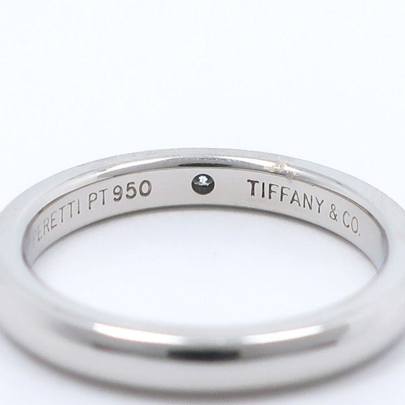 Tiffany & Co Stacking Band Elsa Peretti Pt950platinum X Diamonds 5.5 Ladies