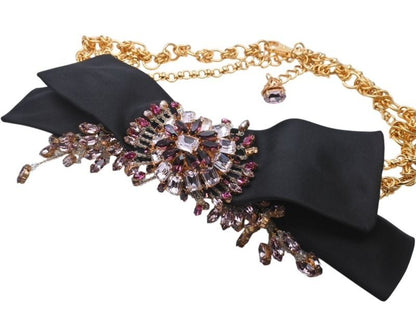 Dolce & Gabbana Crystal Plated Belt Gold Purple Pink