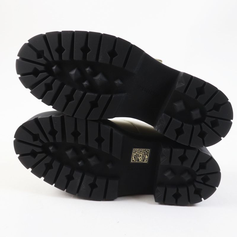 Hermes Hoxton H Cadenas Leather Oxford Shoes Mary Jane Shoes Ivory Black 35.5