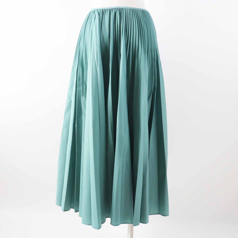 Fendi 2019 Fq7073 Mohair Wool Long Length Pleated Skirt Green 40 Made In Italy