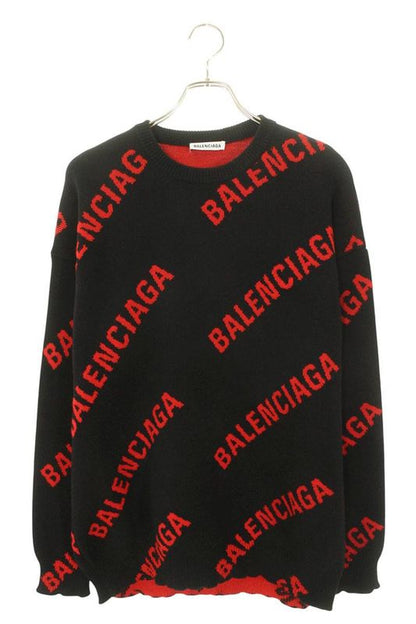 Balenciaga 20AW 625329 T3178 Logo All Over Jacquard Oversized Knit Men's XS