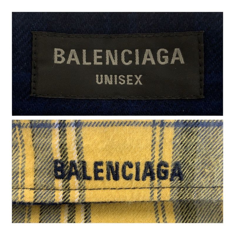 Balenciaga Size M Yellow Blue Cotton 720105tnm27 Long Sleeve Shirt Reversible