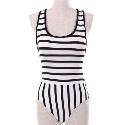 CHANEL 22C P71948 Coco Mark Strap Pattern Swimwear Swimsuit Dress White Black