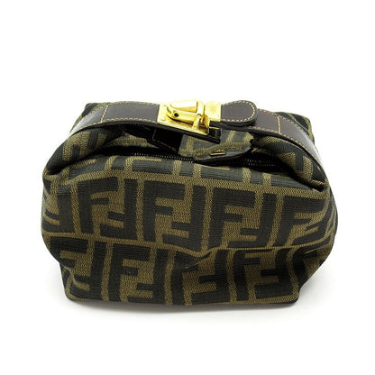 Fendi Vanity Mini Handbag 26360 Canvas Leather Ladies Handbag Brown Excellent