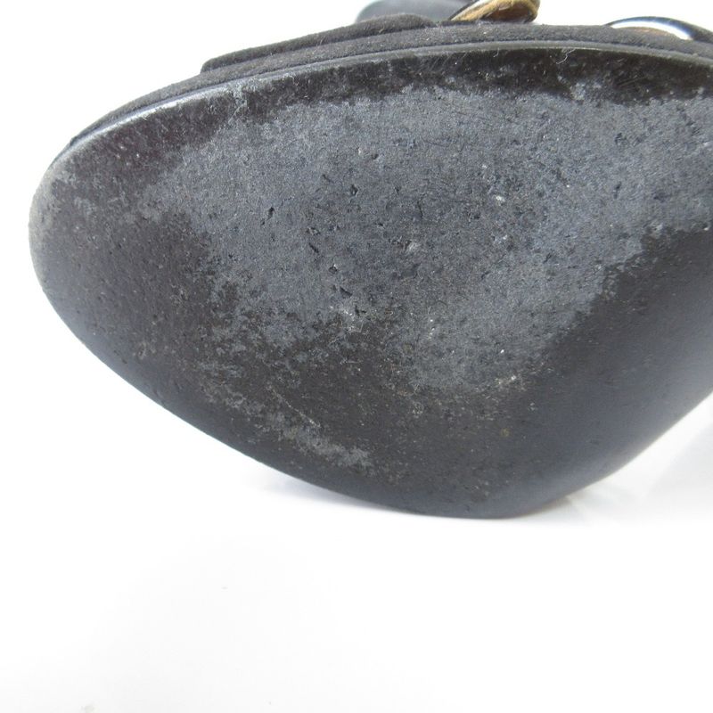 Good Hermes Suede Ankle Strap Sandals 34 21cm (8.27in) Equivalent Black Women's