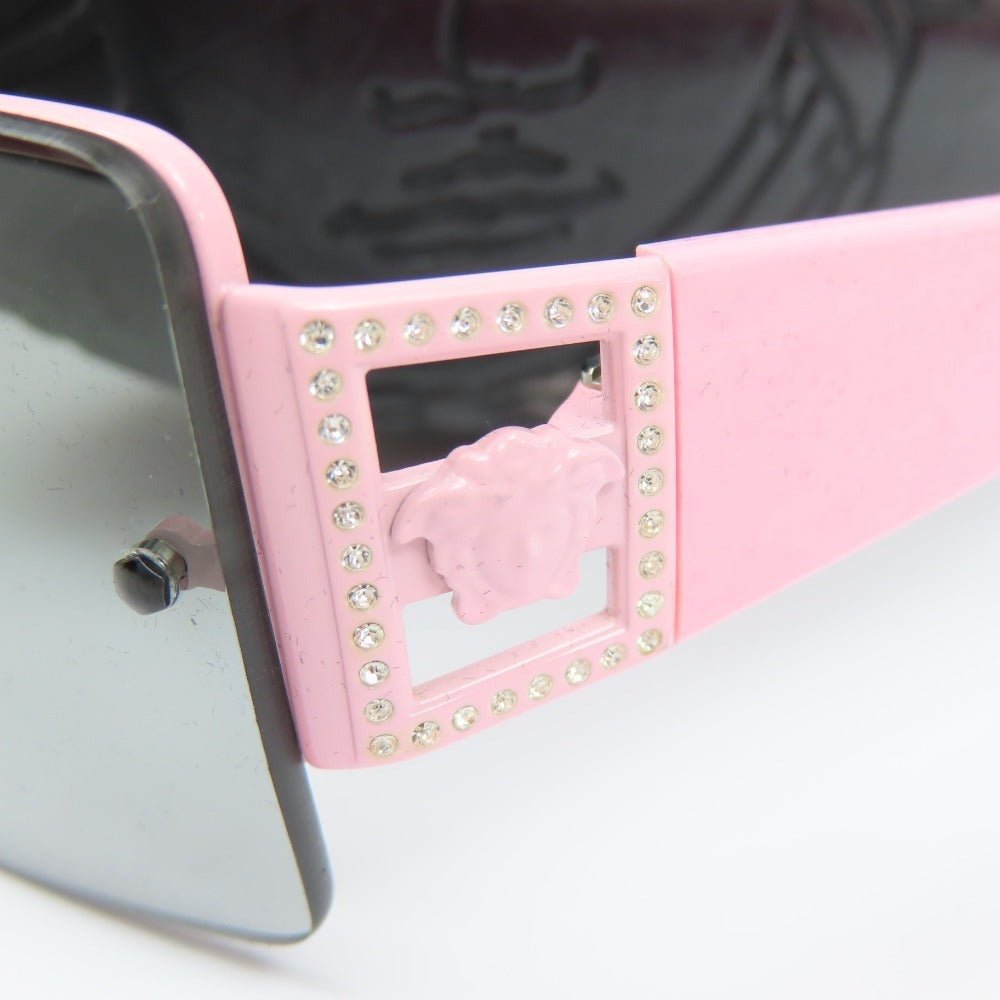 Versace Medusa Vintage Semi Rimless Pink Rose Rhinestone Sunglasses 90s 2029 - B - The Reluxe