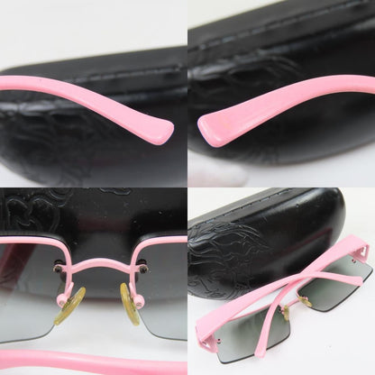 Versace Medusa Vintage Semi Rimless Pink Rose Rhinestone Sunglasses 90s 2029 - B - The Reluxe