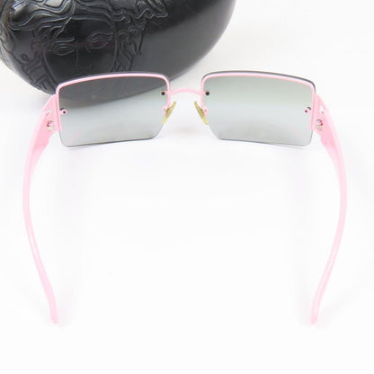 Versace Medusa Vintage Semi Rimless Pink Rose Rhinestone Sunglasses 90s 2029 - B - The Reluxe