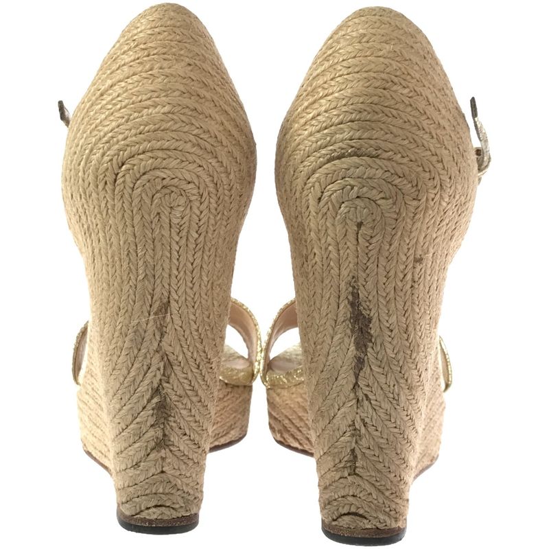 Gucci Wedge Sole Horsebit Sandals 414965 Gold 36 1 2