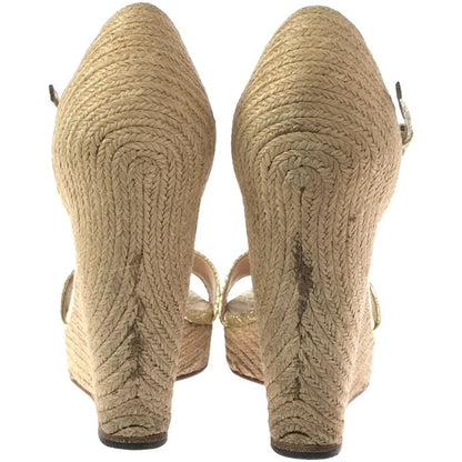 Gucci Wedge Sole Horsebit Sandals 414965 Gold 36 1 2