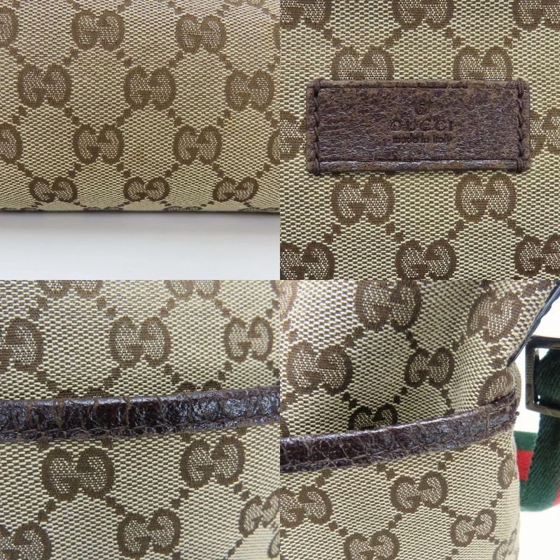 Gucci Shoulder Bag 189751 Shree Line GG Canvas Beige Silver Hardware Crossbody